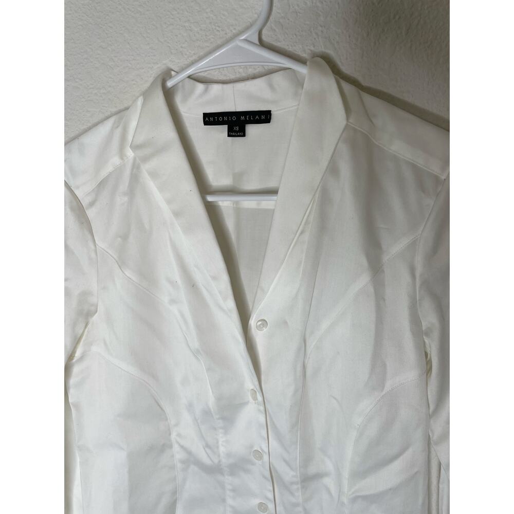 Antonio Melani White Button Down Shirt Basic Casual workwear xsmall - Picture 3 of 6